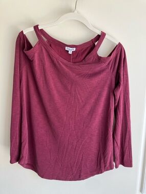 SPLENDID Cold-Shoulder Long Sleeve Modal Top - Mauve Pink Size Medium NWT